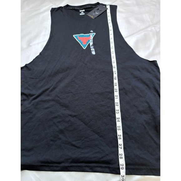 Project Rock Shirt Mens XL Black Under bull Armour Tank Top Sleeveless run gym - Picture 6 of 6